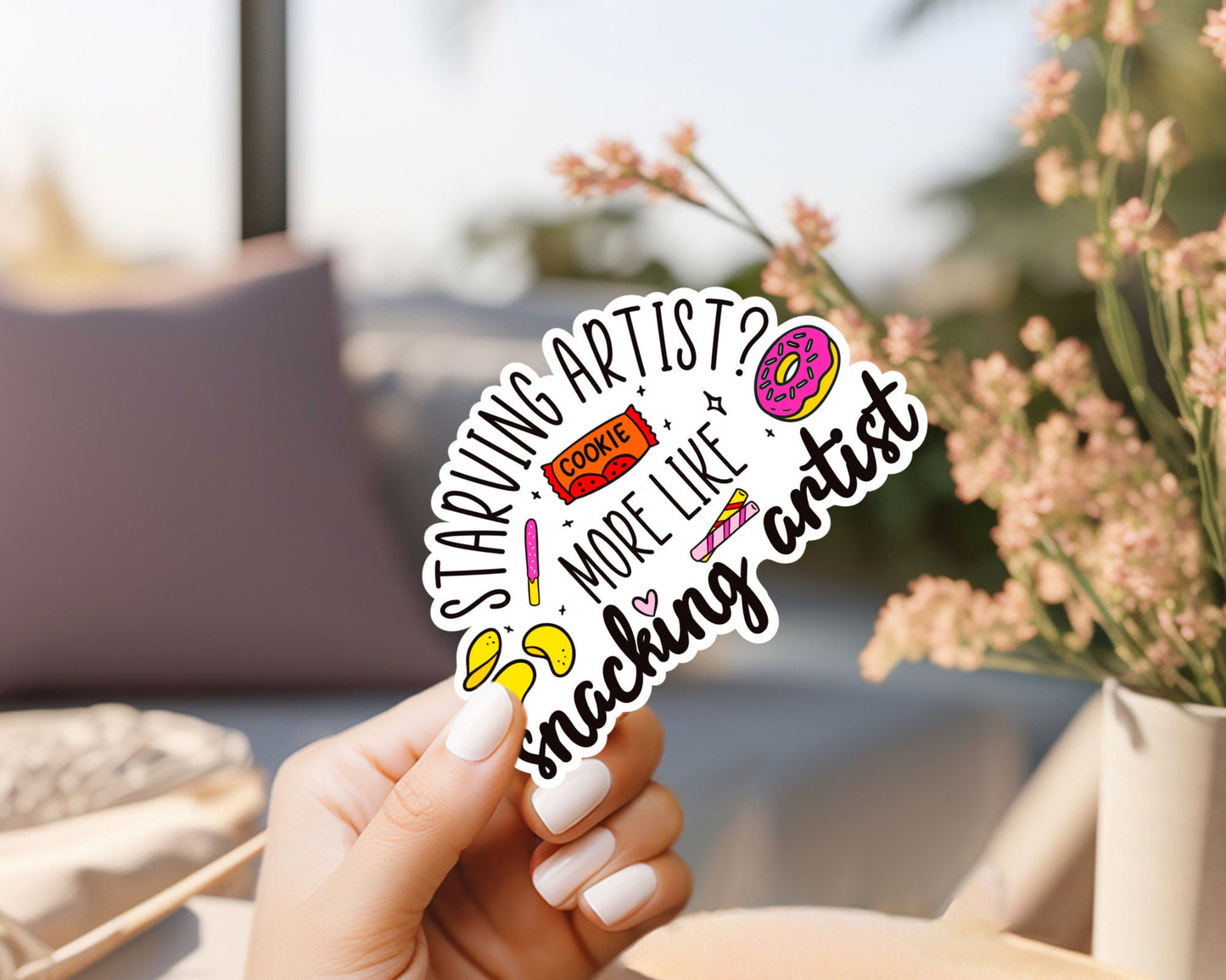 Starving Artist? More Like Snacking Artist custom sticker, craft sticker, unique gift, diy sticker, cricut sticker