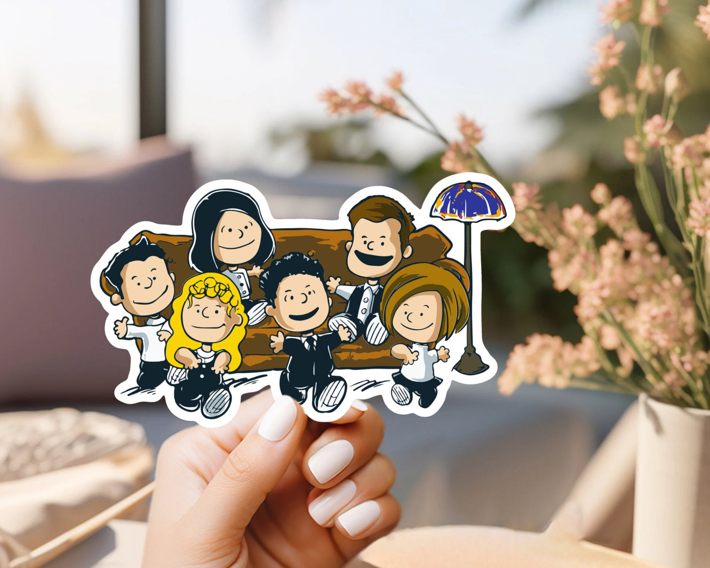 Friends Peanuts Theme Sticker, Friends, custom handmade, weatherproof and vinyl sticker, laptop sticker, Charlie Brown, chandler, Monica