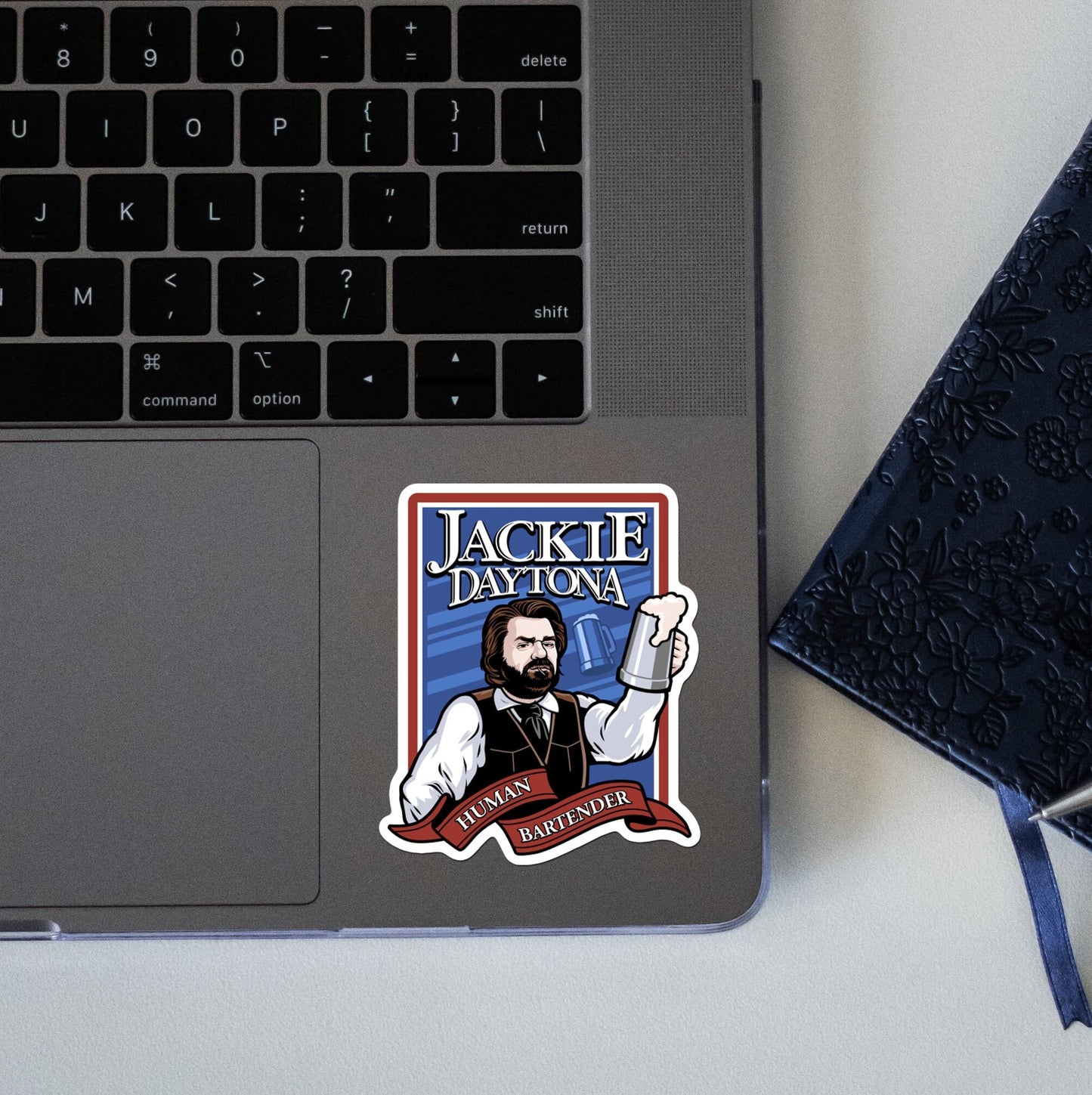 Jackie Daytona, Regular Human Bartender Sticker | What We Do in the Shadows Vinyl Sticker, laptop, hardhat, bumper, Stanley water bottle