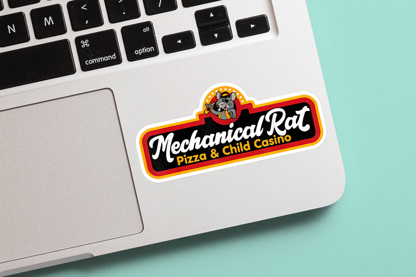 Mechanical Rat Pizza & Child Casino Meme Sticker | Chuck E Cheese for Laptop, Water Bottle, Phone, Vinyl Sticker, Weatherproof, Vinyl