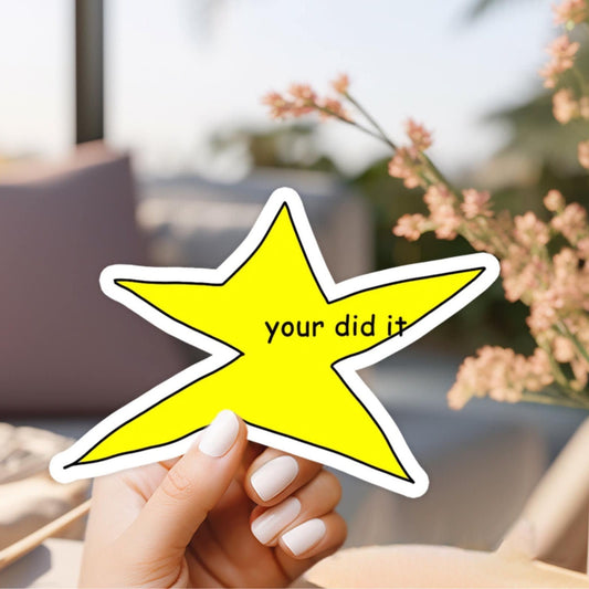 Your Did It Star Meme Vinyl Sticker | Joke Sticker | Funny Stickers | Laptop Sticker | Hydroflask Sticker | Meme Stickers