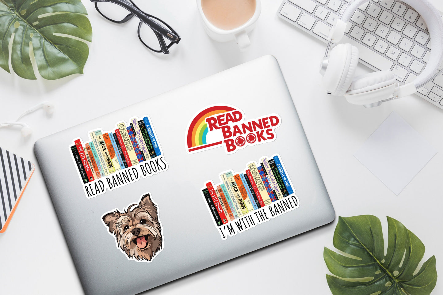 Read Banned Books Sticker, Reading Rainbow Inspired, Weatherproof for laptop, water bottle, skateboard, car, Hardhat, phone case