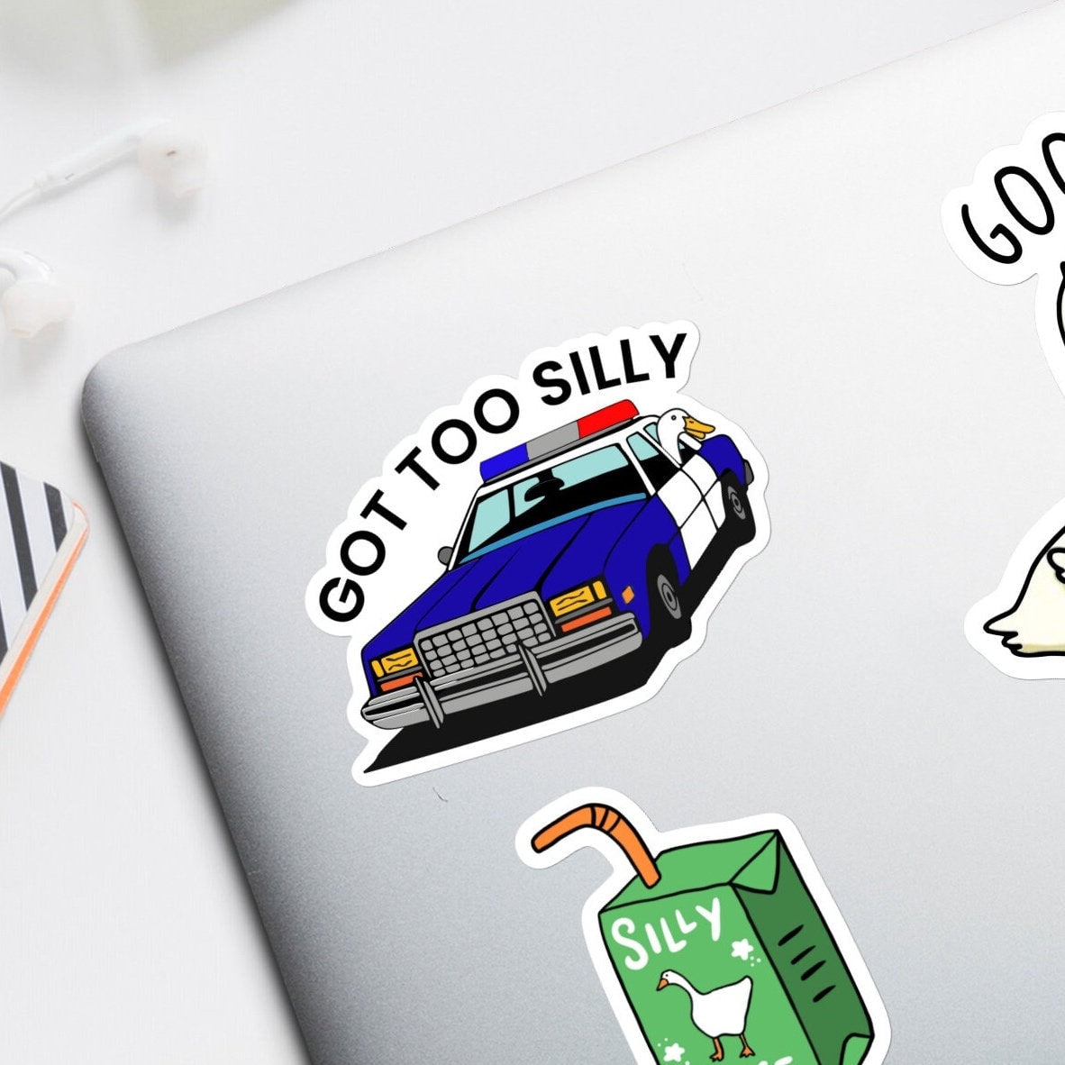 Silly Goose Sticker | Got Too Silly, Silly Goose Sticker, funny meme vinyl sticker for laptop, Stanley, hardhat, skateboard, car, notebook