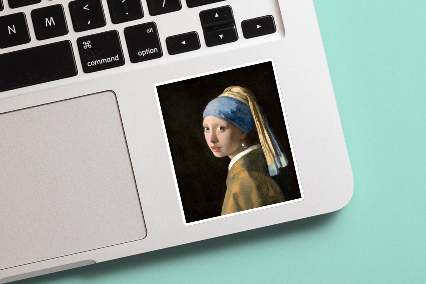 Johannes Vermeer’s Girl with a Pearl Earring Sticker | For Water Bottle, Hardhat, Skateboard, Laptop, Phone Case, Weatherproof, Vinyl Stick