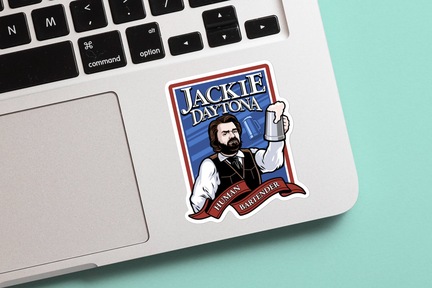 Jackie Daytona, Regular Human Bartender Sticker | What We Do in the Shadows Vinyl Sticker, laptop, hardhat, bumper, Stanley water bottle