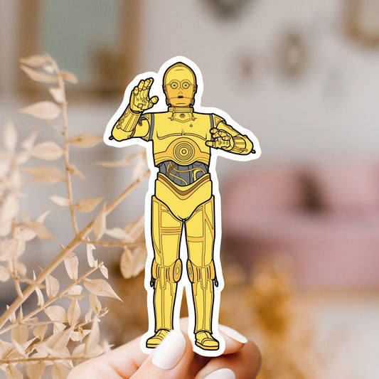 Star Wars Droid Sticker | Star Wars C-3PO Droid Sticker | Star Wars Sticker | Cartoon Droid | Party Favor Star Wars Gift