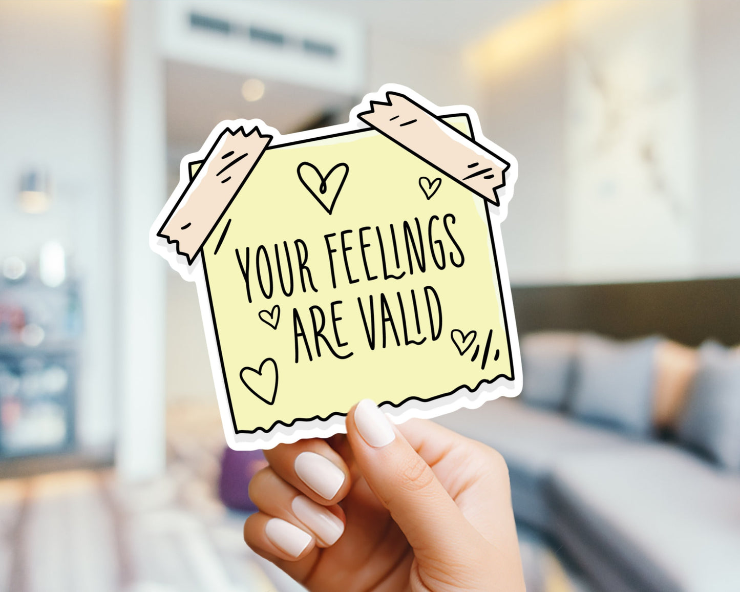 Sticky Note Affirmation Sticker Your Feelings Are Valid | Positivity Stickers, Mental Health Support, Laptop, Stanley, Water Bottle