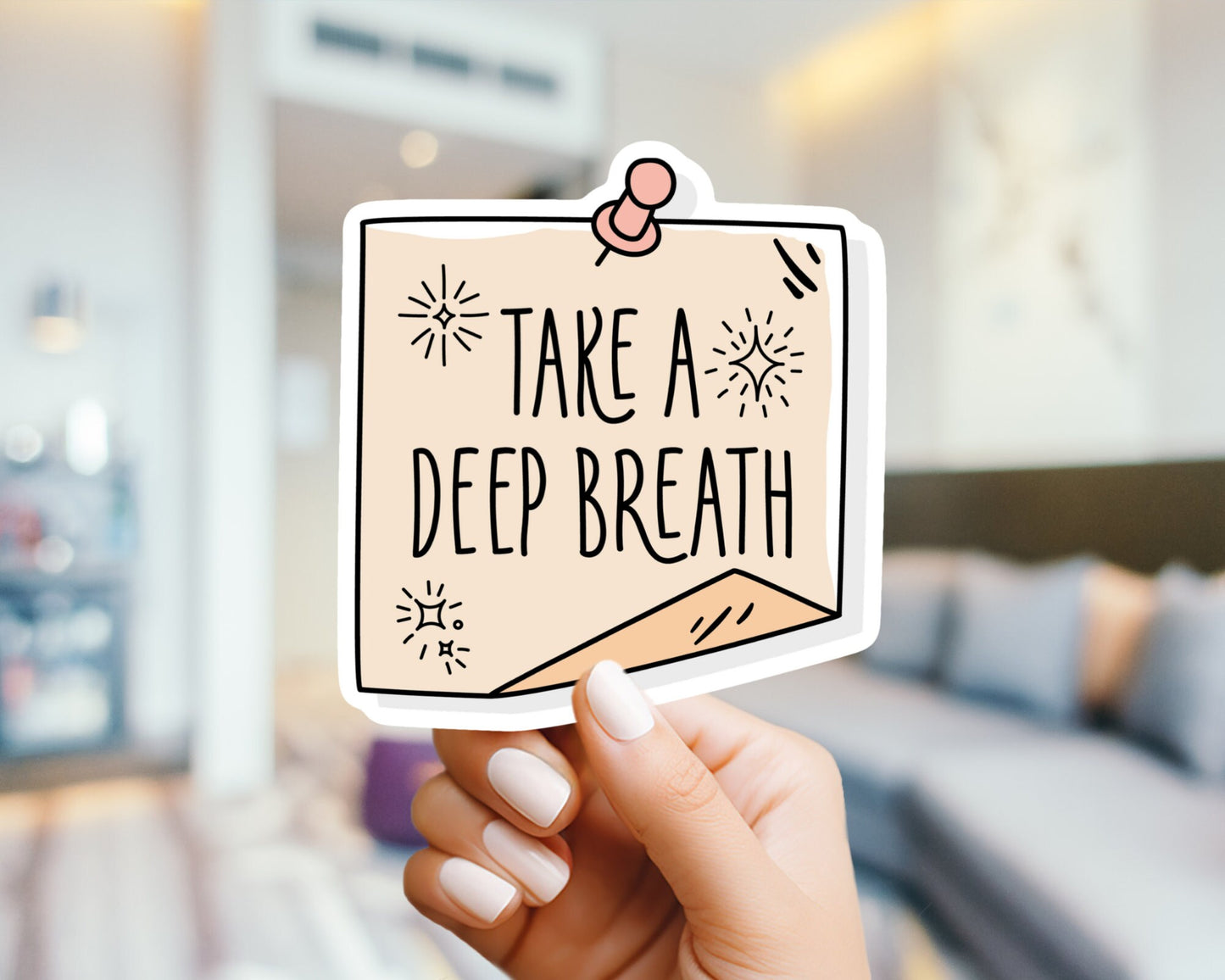 Sticky Note Affirmation Sticker Take a Deep Breath | Positivity Stickers, Mental Health Support, Laptop, Stanley, Water Bottle