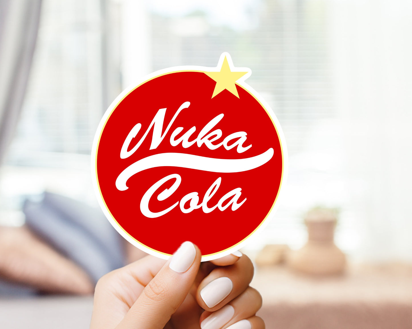 Nuka Cola Logo Sticker - For Gamers, Gifts for him and her, for Laptop, Water Bottle, Skateboard, CellPhone, Vault Dwellers, Wasteland