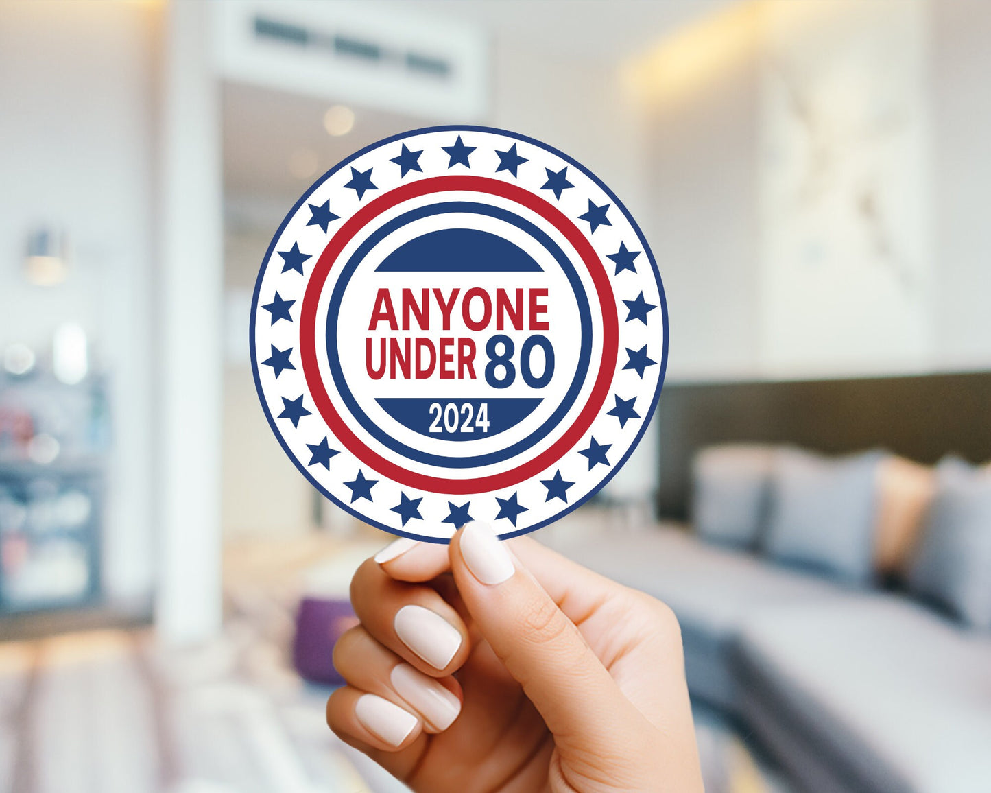 Anybody Under 80 2024 Election - 2024 Election, Funny Meme Sticker, Politics, Joe Biden, Donald Trump, water bottle, laptop sticker