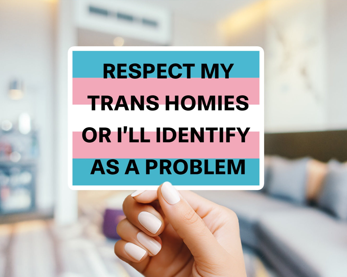 Respect My Trans Homies Or I'll Identify As A Problem | LGBTQ+, Diversity, Equity, Inclusion, Social Justice | High Quality Vinyl Sticker