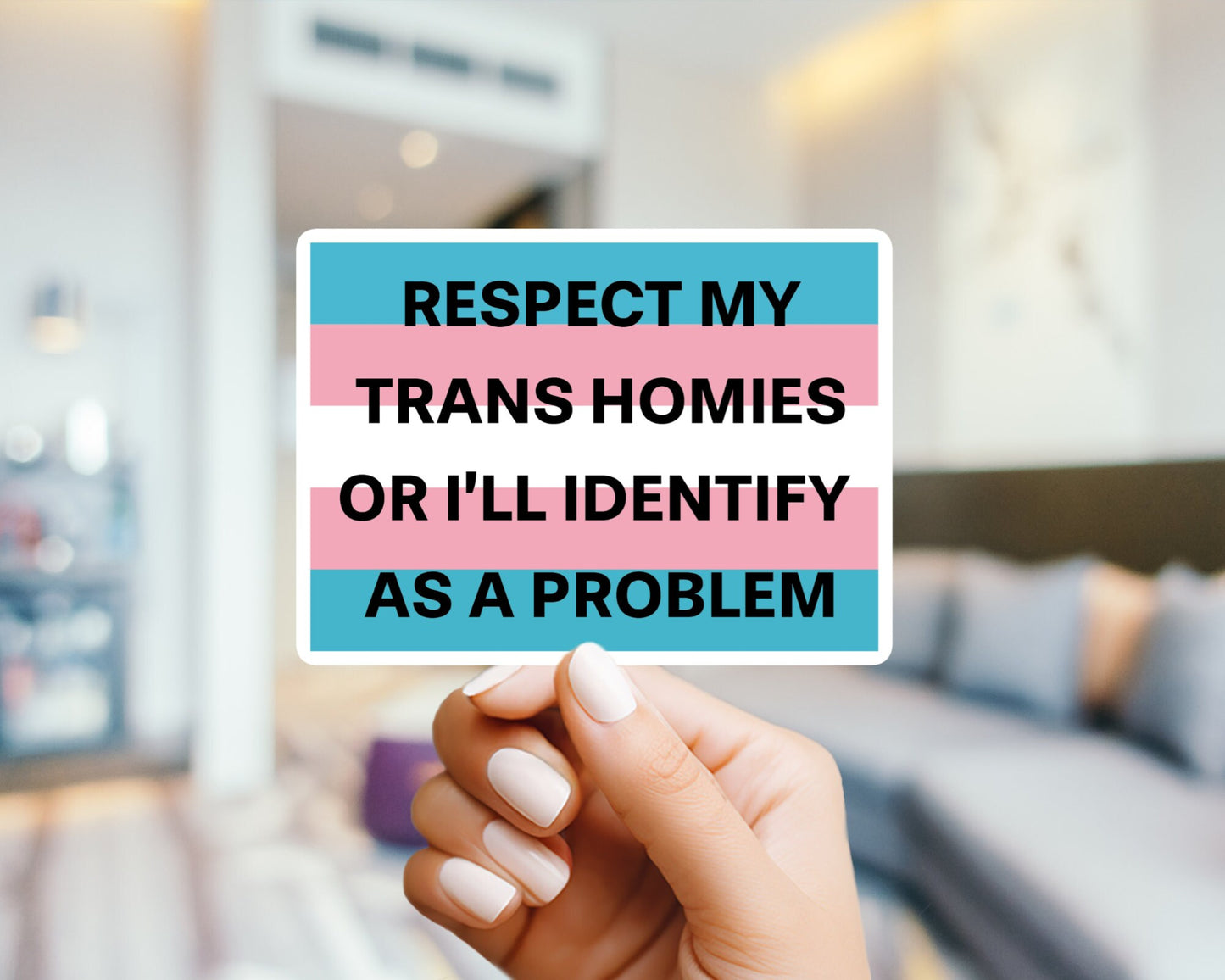 Respect My Trans Homies Or I'll Identify As A Problem | LGBTQ+, Diversity, Equity, Inclusion, Social Justice | High Quality Vinyl Sticker