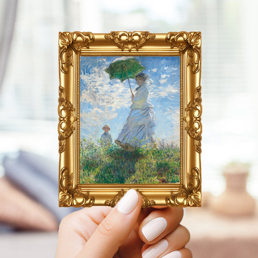 Woman with a Parasol – Madame Monet and Her Son - Claude Monet in Frame Sticker - For Art Lovers, Water Bottle, Cellphone, Case, Laptop