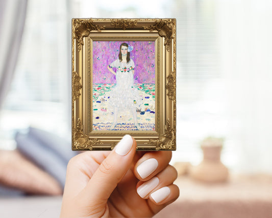 Mäda Primavesi by Gustav Klimt  in Frame Sticker - For Art Lovers, Water Bottle, Cellphone, Case, Laptop, Weatherproof, Sticker, Art Print