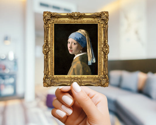 Girl with Pearl Earing Johannes Vermeer in Frame Sticker - For Art Lovers, Water Bottle, Cellphone, Case, Laptop, Weatherproof, Vermeer