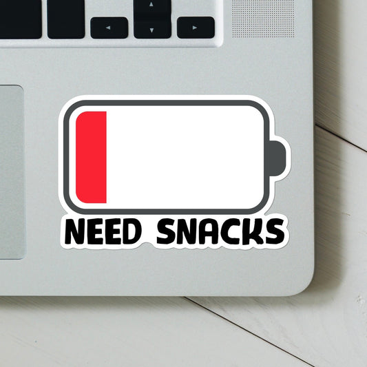 Need Snacks Low Battery Meter Sticker - Perfect for the Hangry Person in your life - Funny, Cute, Low Energy, Mental Health, Water Bottle