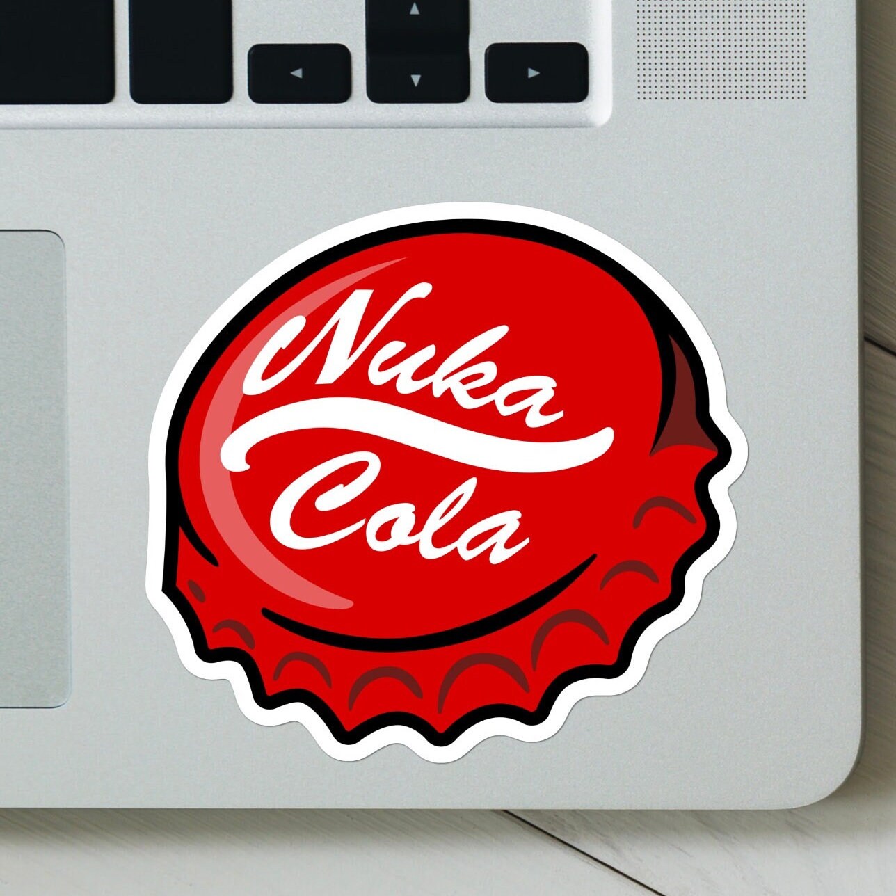 Nuka Cola Bottle Cap Sticker - For Gamers, Gifts for him and her, for Laptop, Water Bottle, Skateboard, CellPhone, Vault Dwellers, Wasteland