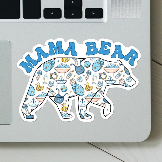 Mama Bear Boy Mom  Sticker - Funny, Mental Health Decal for laptop, Water Bottle, Hydroflask, Gift for Him and Her, Mom, Mama Bear