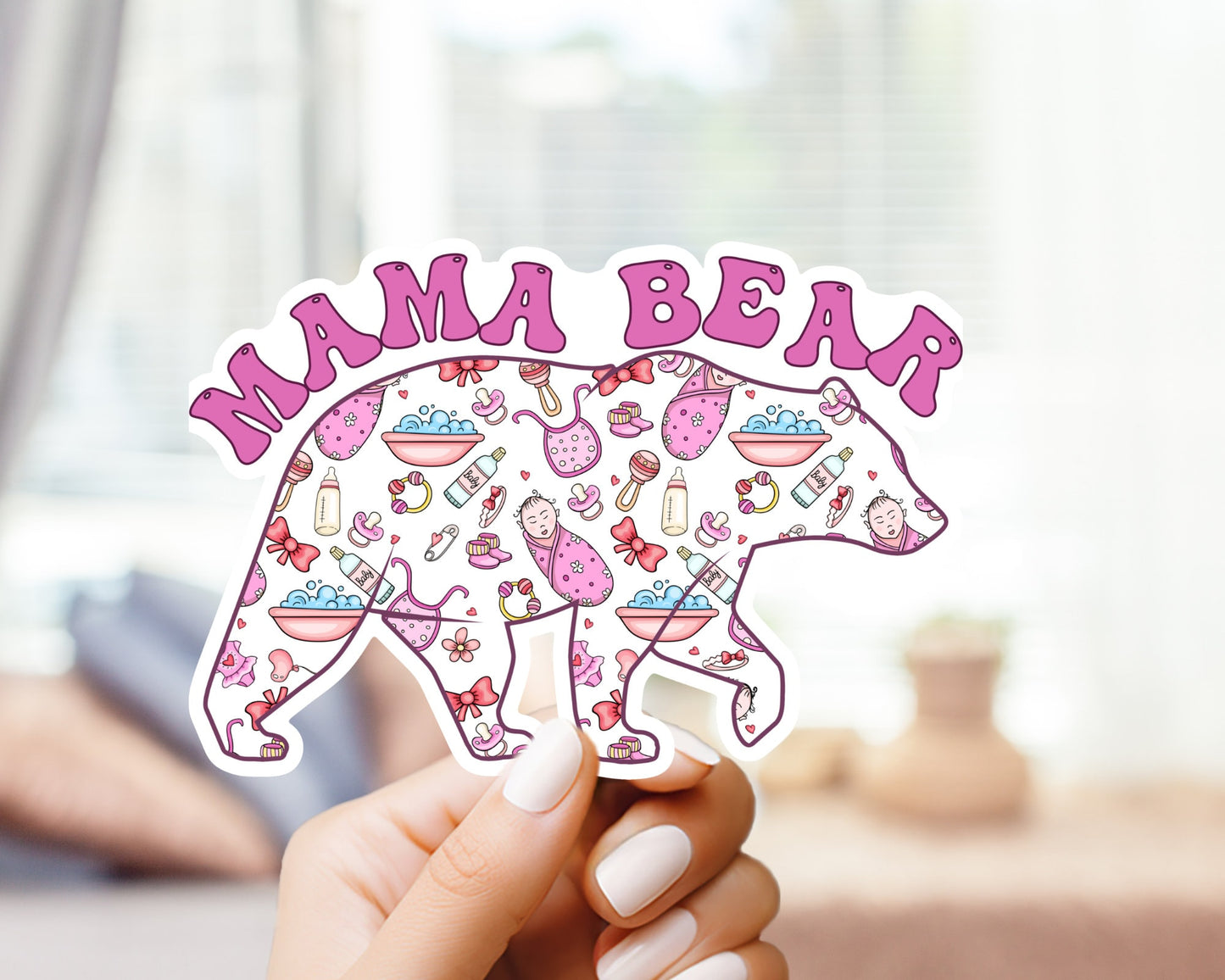 Mama Bear Girl Mom  Sticker - Funny, Mental Health Decal for laptop, Water Bottle, Hydroflask, Gift for Him and Her, Mom, Mama Bear