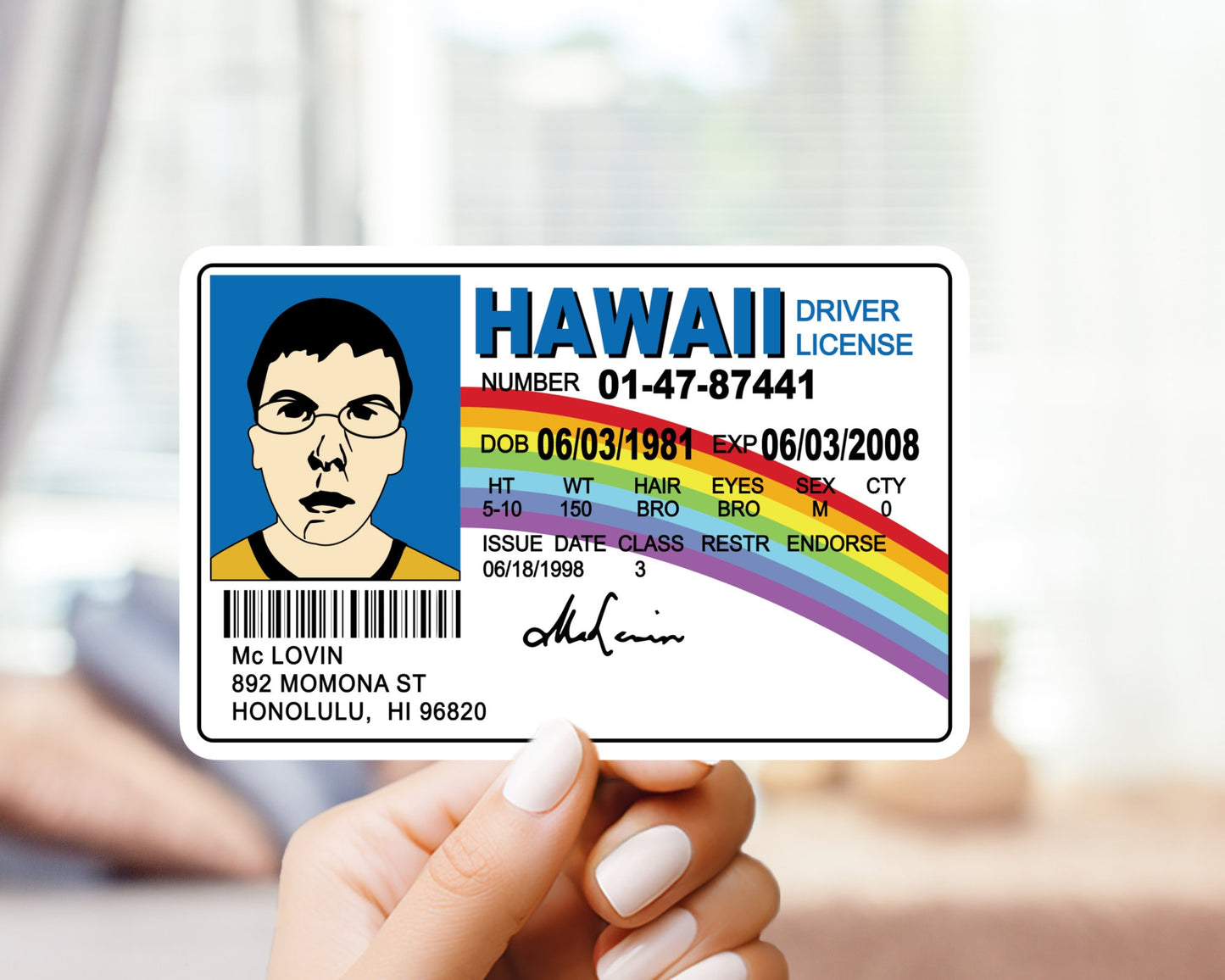 McLovin License from Superbad Sticker - Superbad, Funny, McLovin, for Laptop, Cellphone Case, Water Bottle, Hydroflask, Gift for Him Her