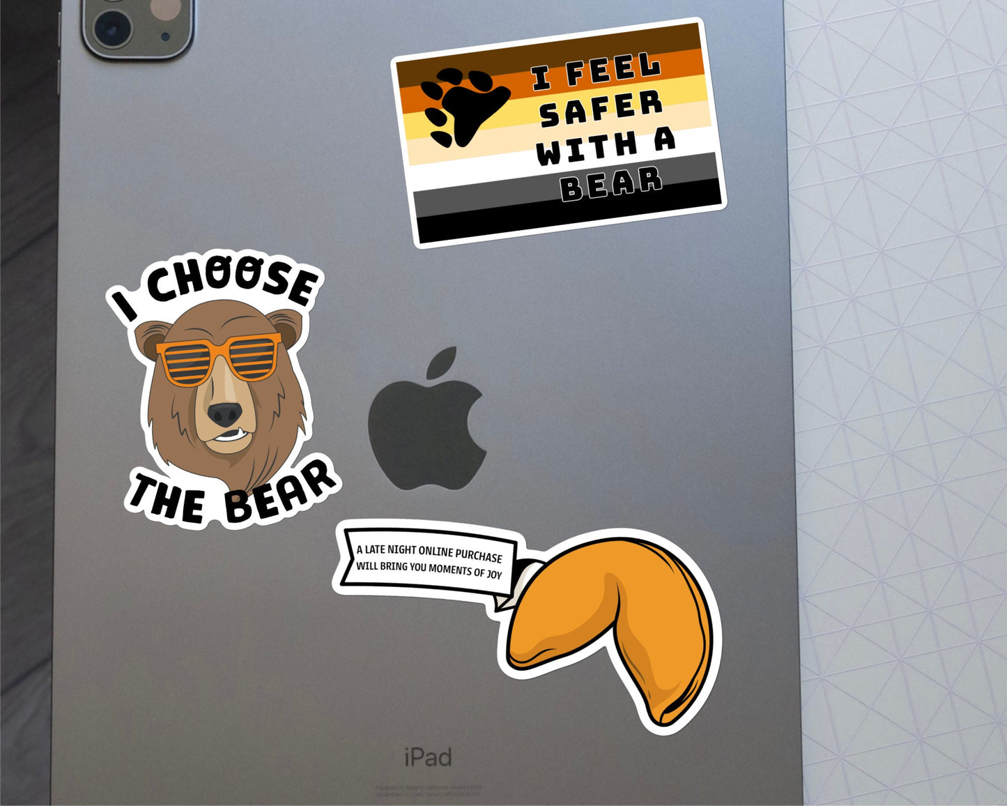 I Feel Safer With A Bear Sticker - Bear Pride Flag, Vinyl Sticker, Laptop Sticker, Social Experiment, Man vs. Bear, Safer with the Bear