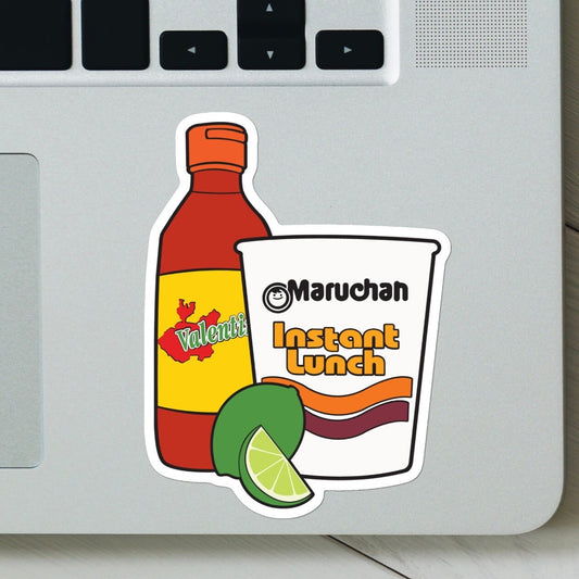 The Perfect Trio Valentina, Maruchan, Lime - Lunch, hot sauce, Maruchan, Sticker, water bottle, hydro flask, Mexican tradition, funny, cute