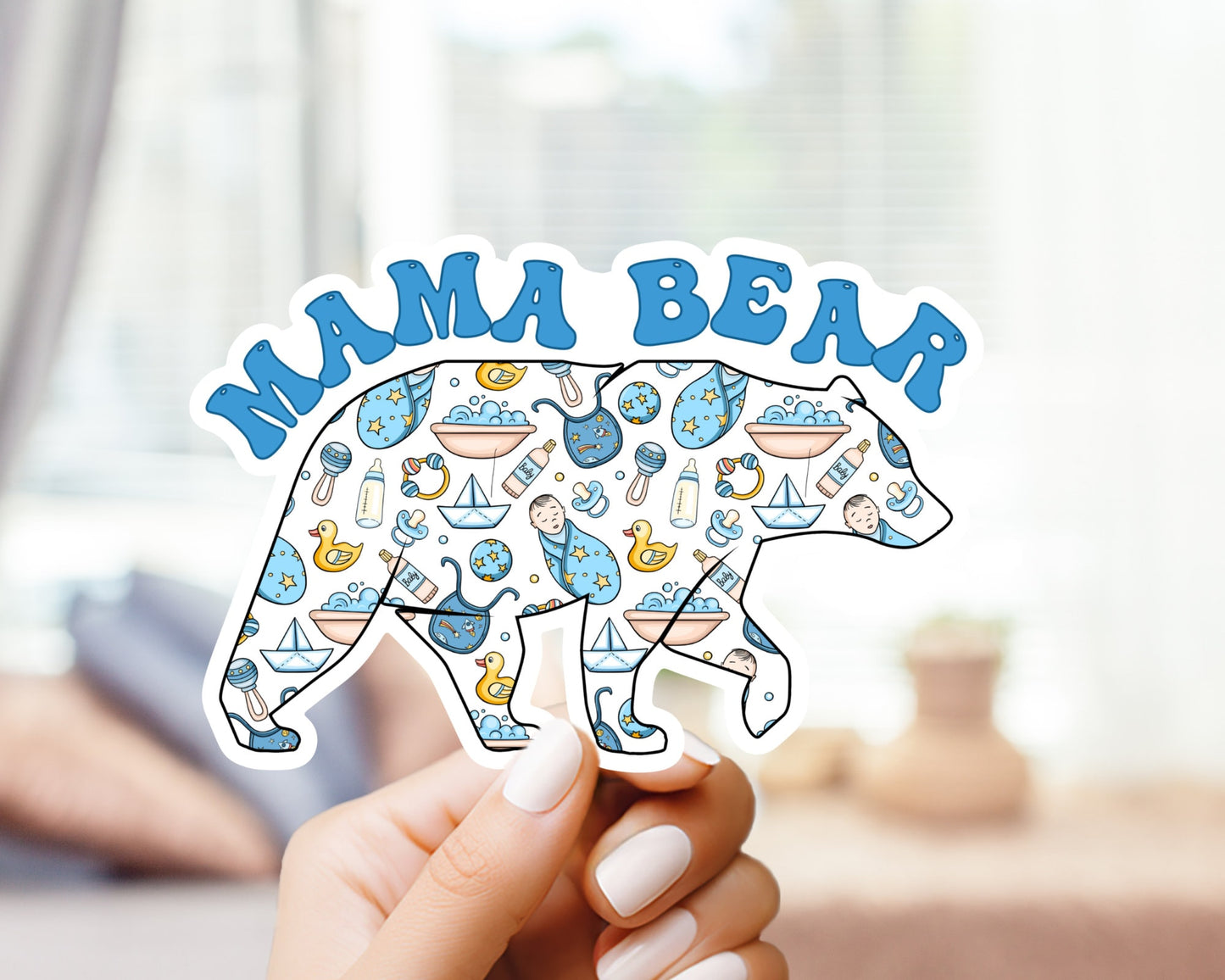 Mama Bear Boy Mom  Sticker - Funny, Mental Health Decal for laptop, Water Bottle, Hydroflask, Gift for Him and Her, Mom, Mama Bear