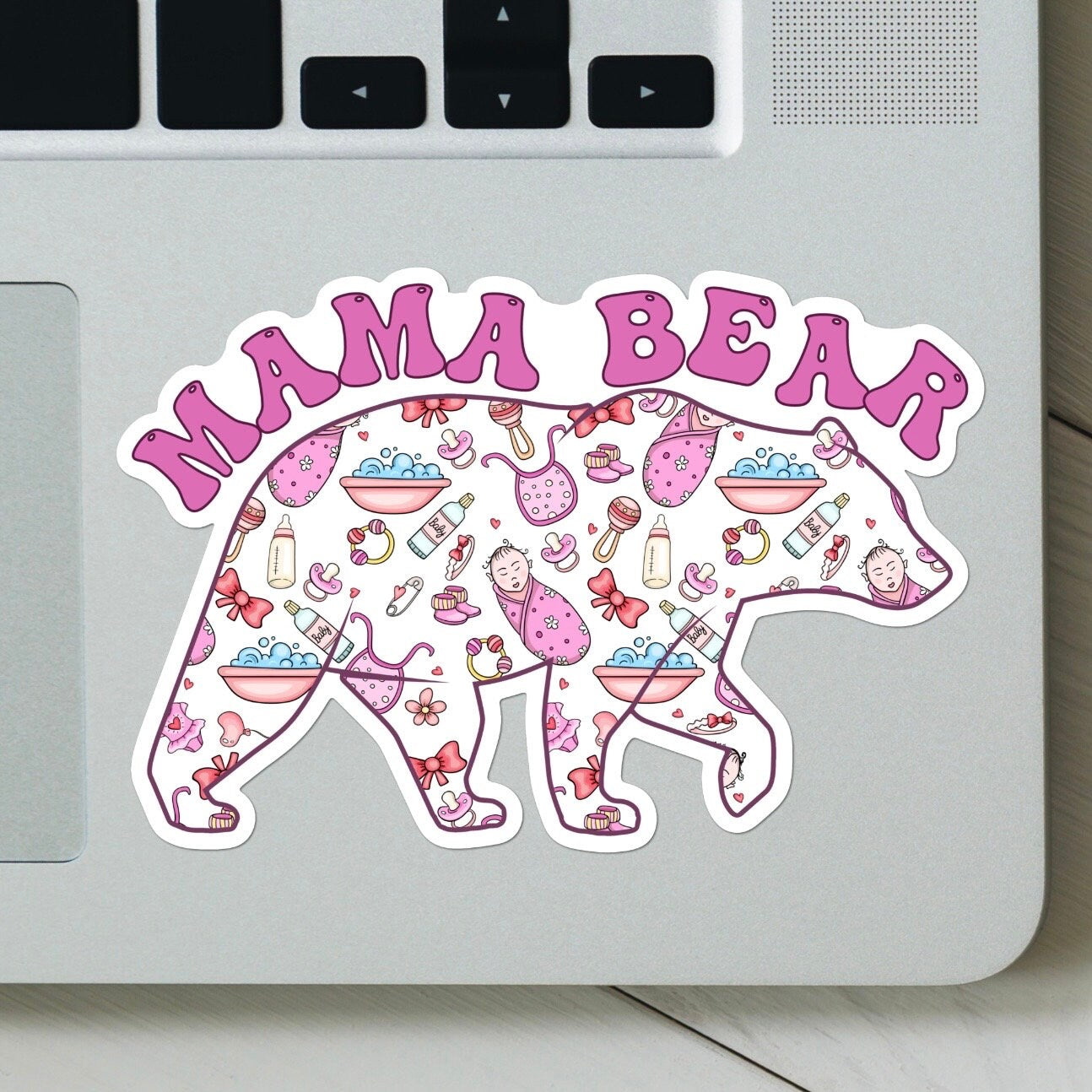 Mama Bear Girl Mom  Sticker - Funny, Mental Health Decal for laptop, Water Bottle, Hydroflask, Gift for Him and Her, Mom, Mama Bear