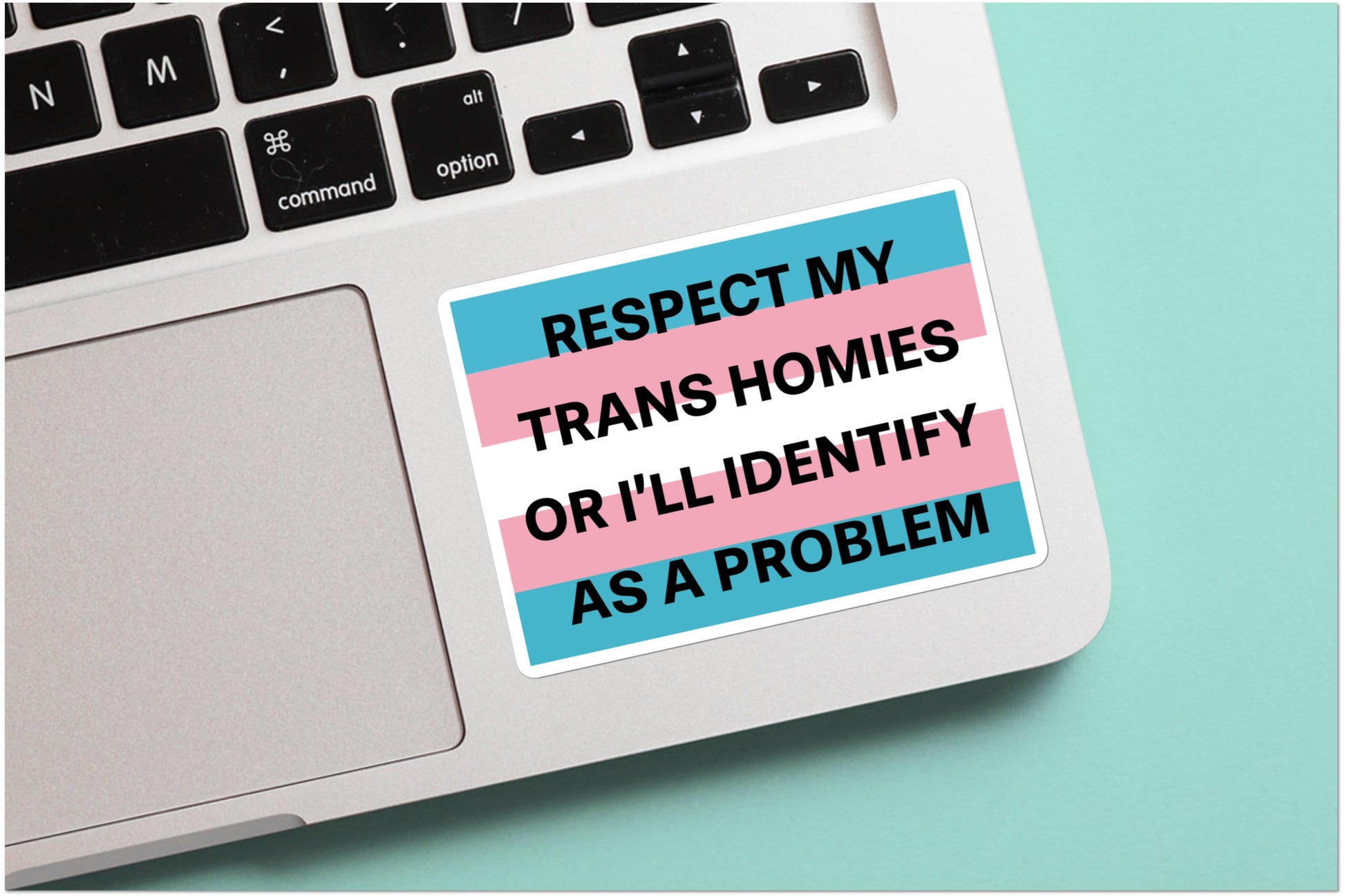 Respect My Trans Friends or I’ll identify As a Problem | LGBTQ+, Diversity, Equity, Inclusion, Social Justice | High Quality Vinyl Sticker