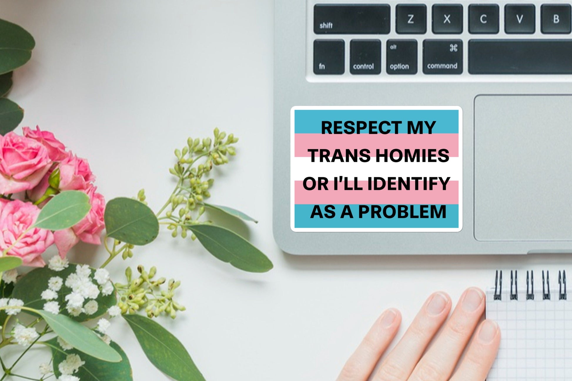 Respect My Trans Friends or I’ll identify As a Problem | LGBTQ+, Diversity, Equity, Inclusion, Social Justice | High Quality Vinyl Sticker