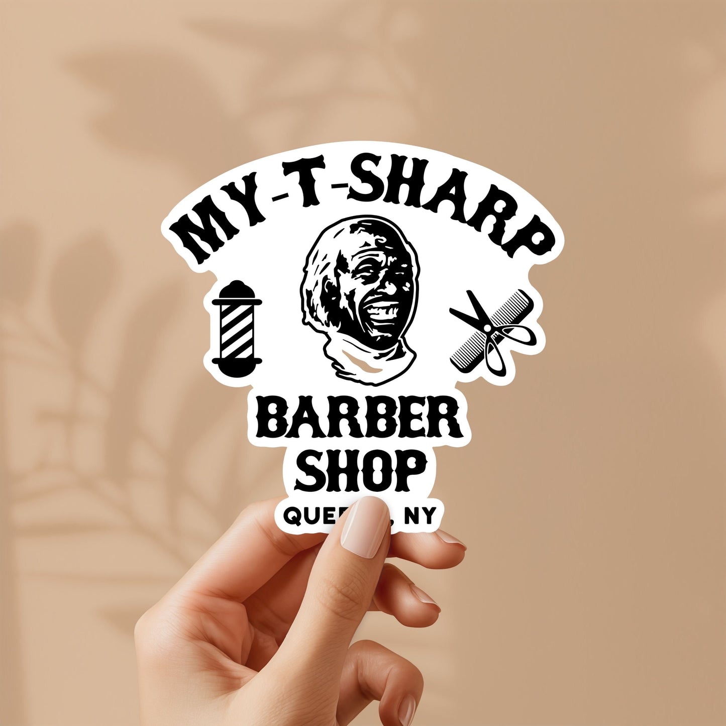 My T-Sharp Barber Shop Queens, NY Sticker - Coming to America Funny Sticker, Cute Sticker, for Laptop, Water Bottle, Hydroflask etc