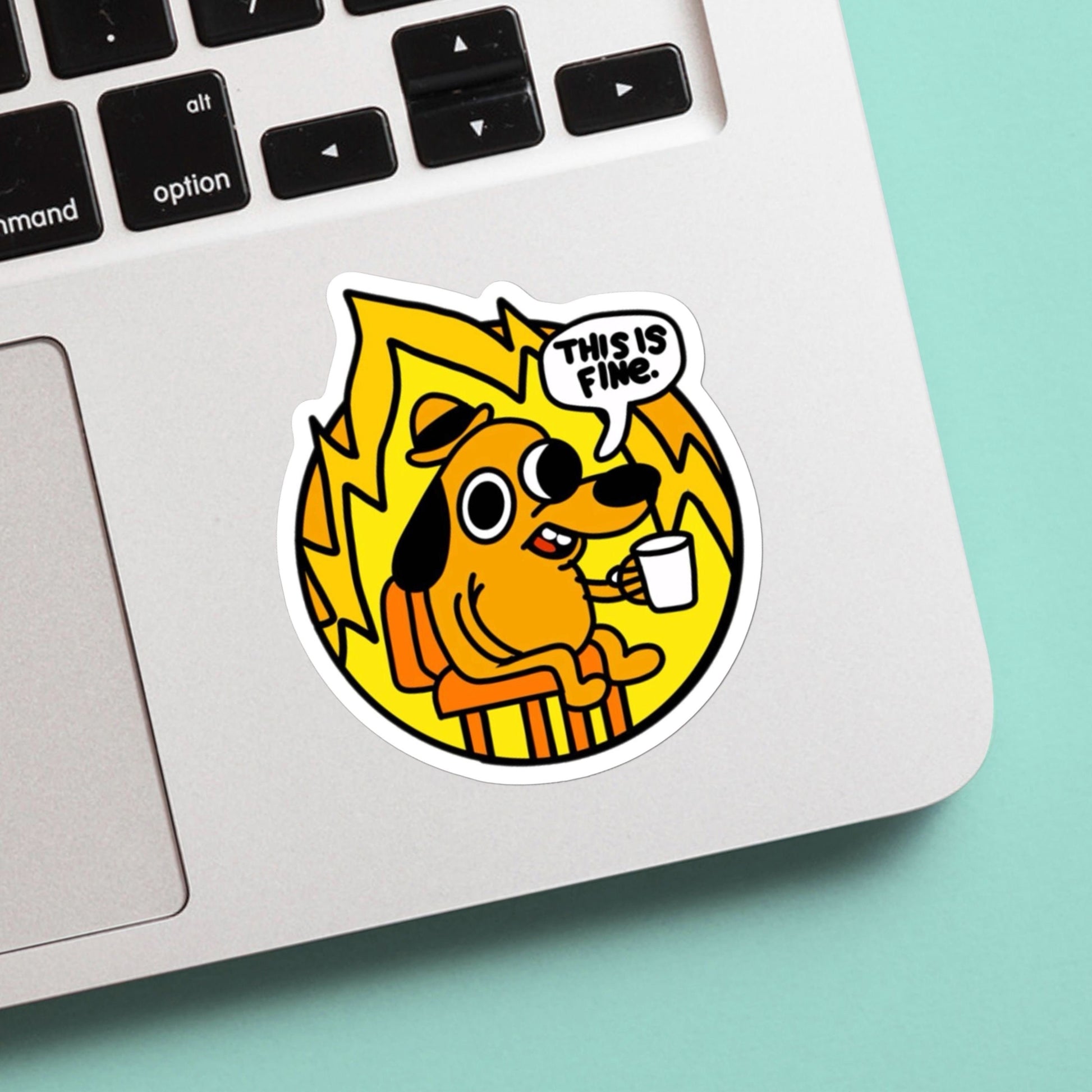 This Is Fine Meme Sticker - Funny Sticker, This Is Fine, Mental Health Awareness Sticker, for Laptop, Water Bottle, Bags etc.