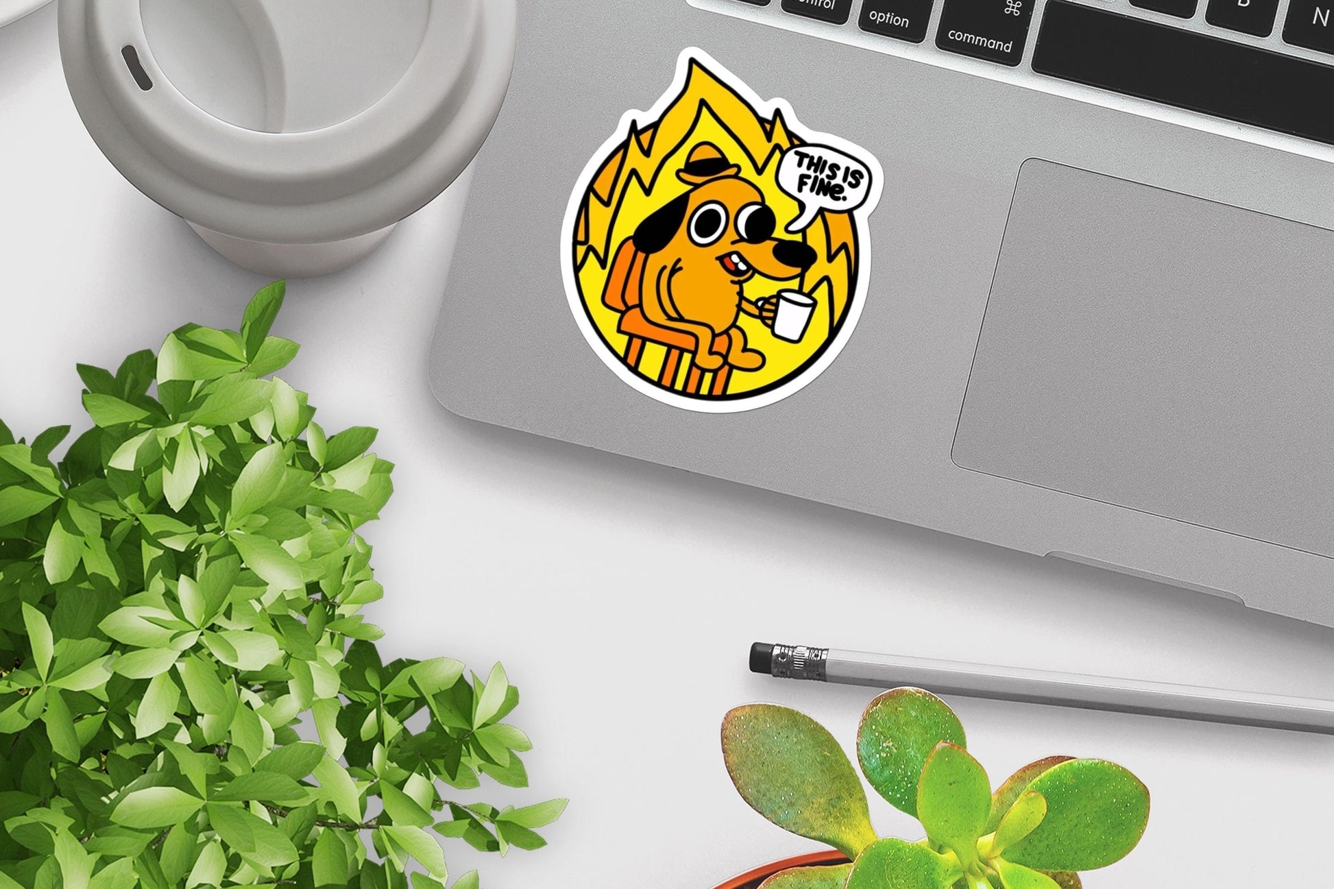 This Is Fine Meme Sticker - Funny Sticker, This Is Fine, Mental Health Awareness Sticker, for Laptop, Water Bottle, Bags etc.